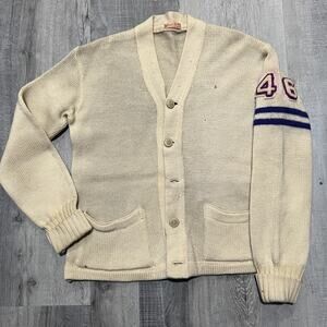 VTG 1940s Colorado Knitting Mills 100% Wool Varsity Sportswear Cardigan Sweater